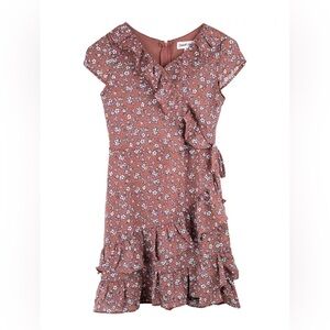 Emerald Sundae Big Girls Ruffle Cap Sleeve Floral Dress Size 12 New